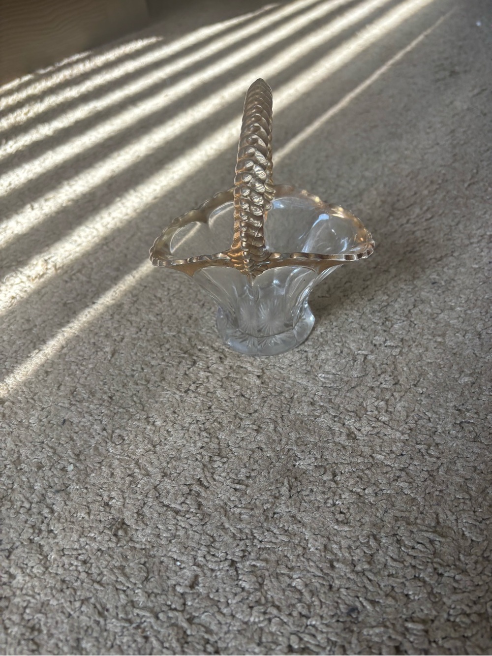 Clear Glass Basket with Braided Handle